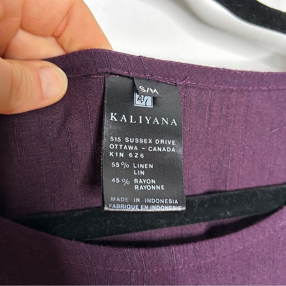 Kaliyana Burgundy Sleeveless Asymmetric Linen Blend Tunic Dress - Picture 5 of 8